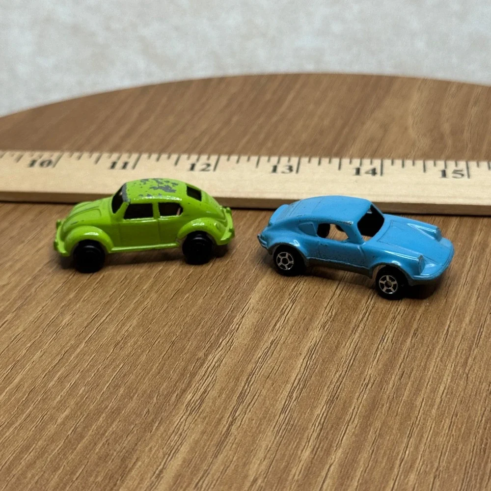 VTG Mini Toy Cars Hong Kong Green Beetle‎ Totsie Blue Porche 911 Diecast 70's